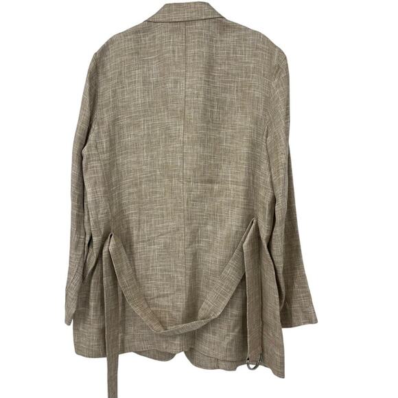 LAFAYETTE 148 NEW YORK One Button Blazer Jacket Beige Linen Belted Size XL - Picture 6 of 11